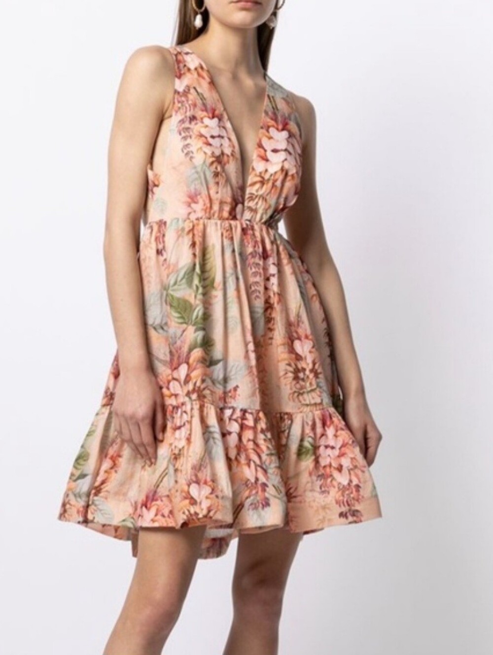 Zimmerman Candescent Plunge Neck Mini Dress Size 1